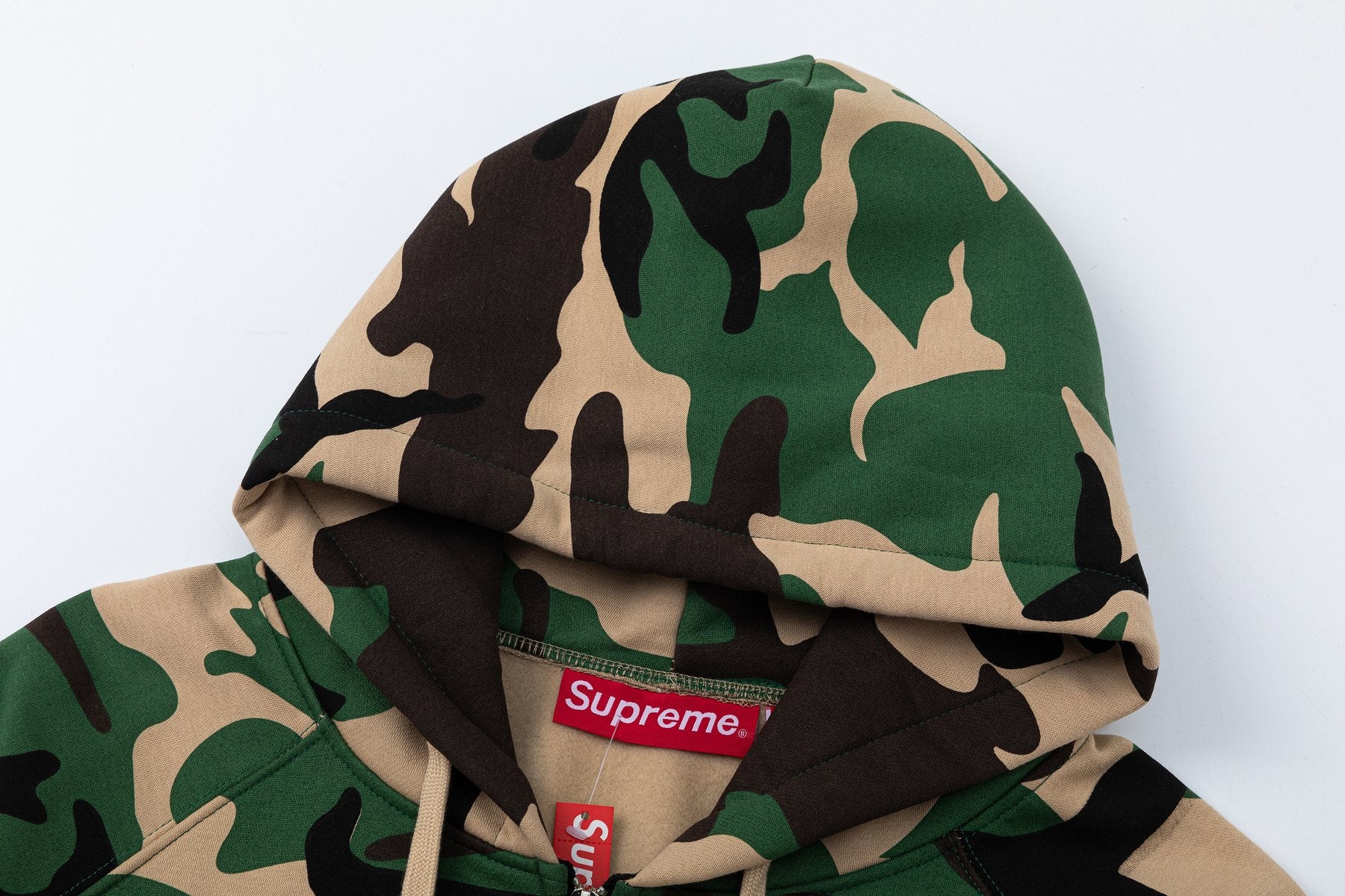 Supreme Green Camo Zip Hoodie — detail