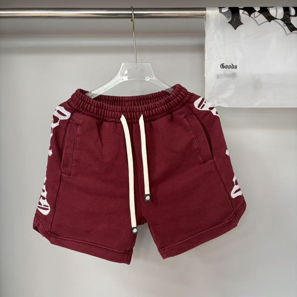 Godspeed Burgundy Side-Letter Graphic Shorts — hero