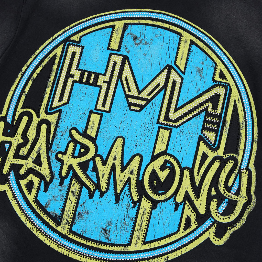 HARMONY Football Graphic Raw-Edge T-Shirt — detail