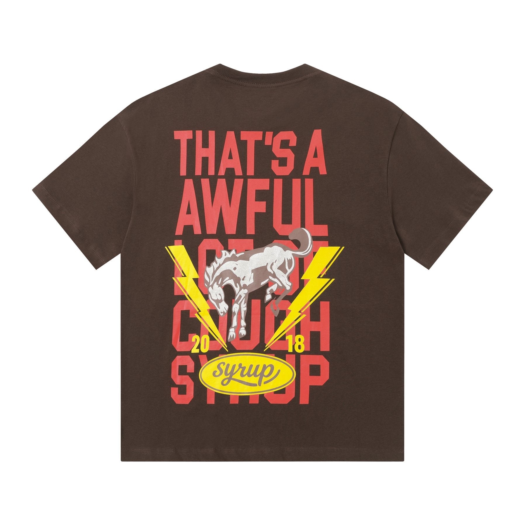 THAT'S A AWFUL LOT OF COUGH SYRUP Bull Lightning Graphic T-Shirt — back