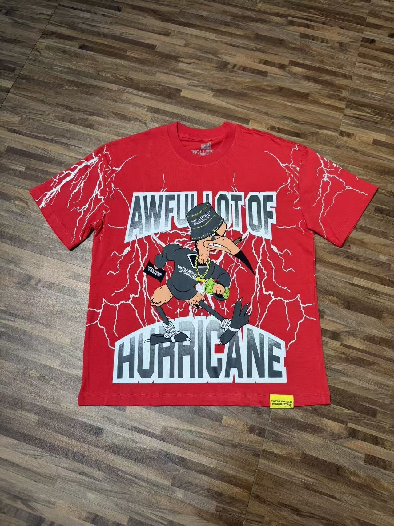 THAT'S A AWFUL LOT OF COUGH SYRUP Lightning Cartoon Graphic T-Shirt — front