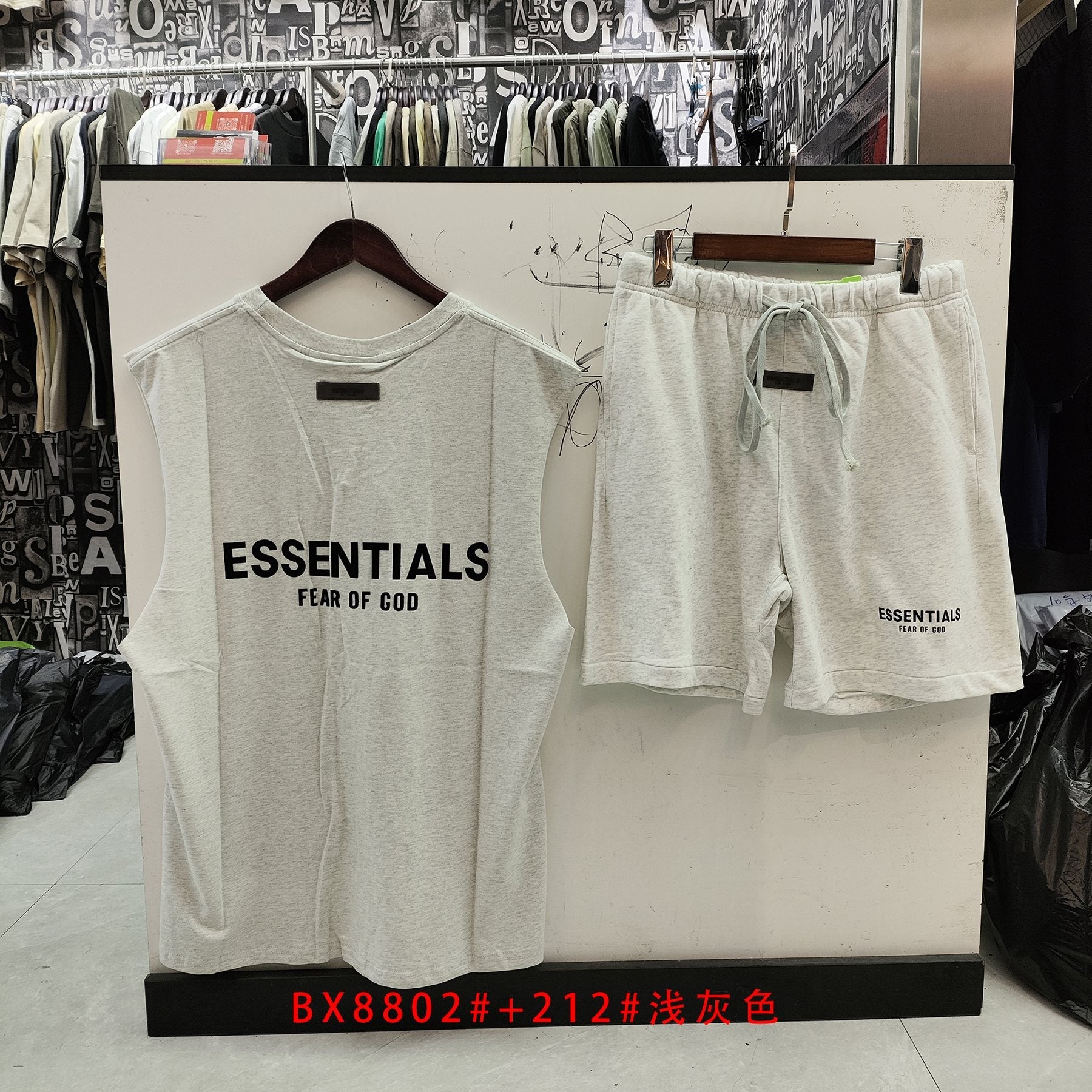 ESSENTIALS Sleeveless Top & Drawstring Shorts Set — back
