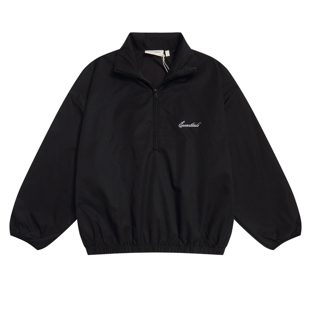 Essentials Black Half-Zip Windbreaker Jacket — hero