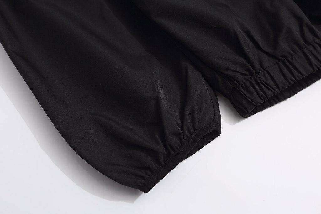 Essentials Black Half-Zip Windbreaker Jacket — detail