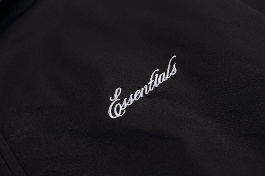 Essentials Black Half-Zip Windbreaker Jacket — detail