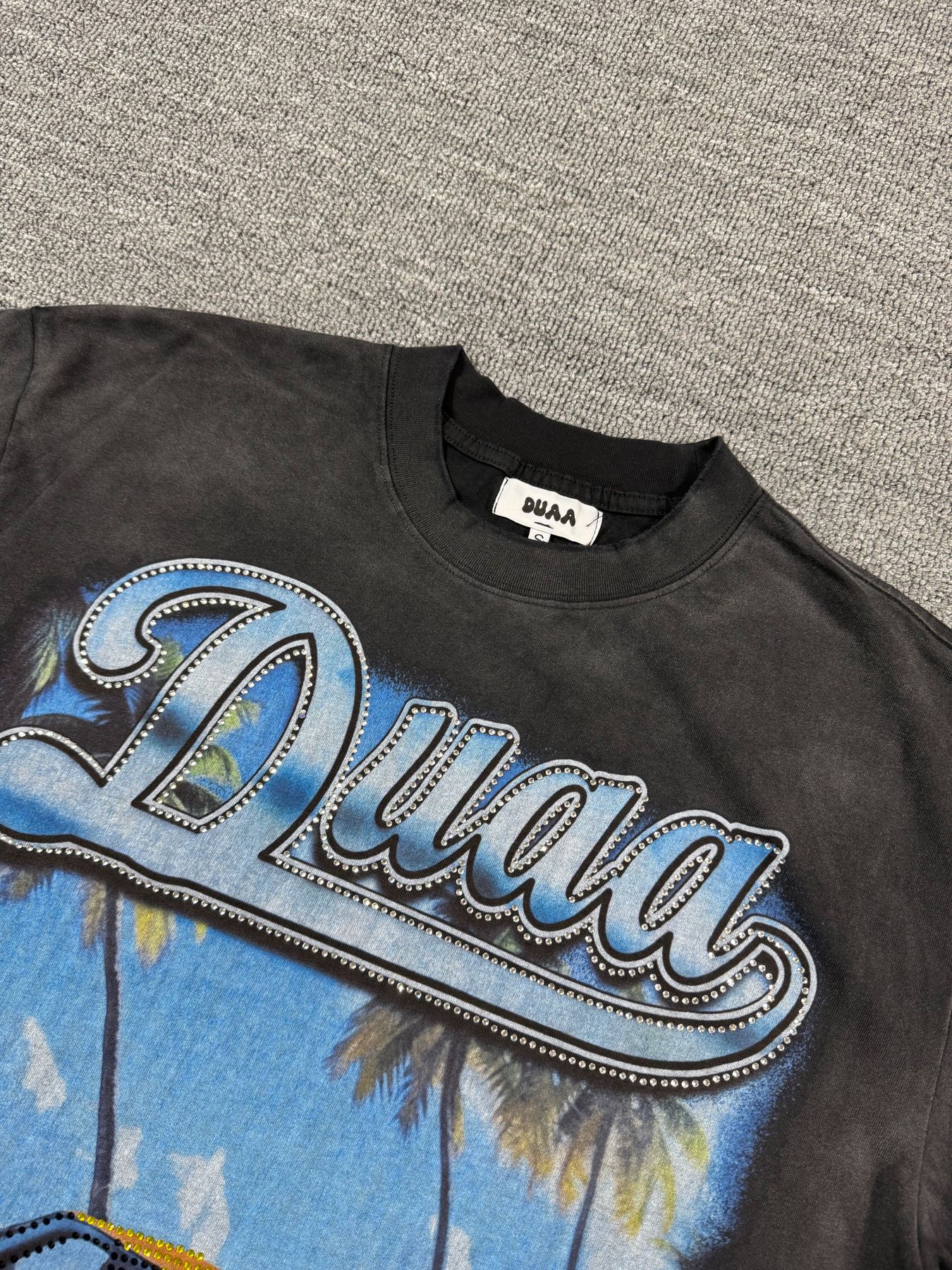 DUAA New Age Washed Black Graphic T-Shirt — detail