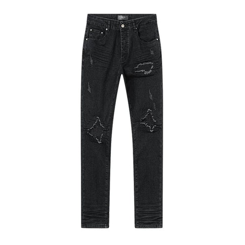 AMIRI Black Distressed Ribbed Knee Jeans — hero
