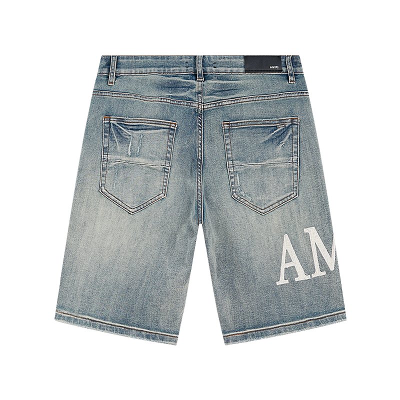 AMIRI Light Blue Distressed Denim Shorts — back