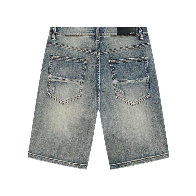 AMIRI Light Blue Distressed Denim Shorts — back