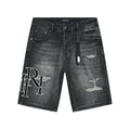 AMIRI Collegiate Graphic Denim Shorts - Black — hero