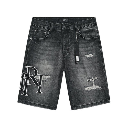 AMIRI Collegiate Graphic Denim Shorts - Black — hero