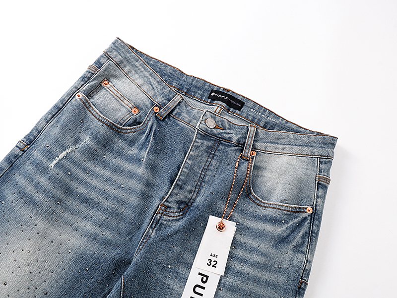 Purple Brand Light Blue Distressed Flare Jeans — detail