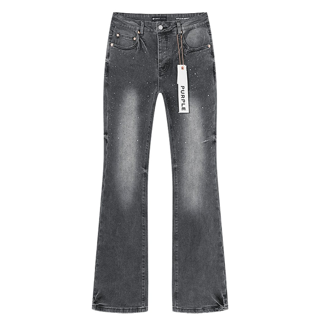 Purple Brand Gray Rhinestone Flared Jeans — hero