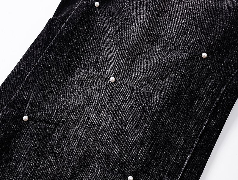 Purple Brand Black Embellished Jeans — detail