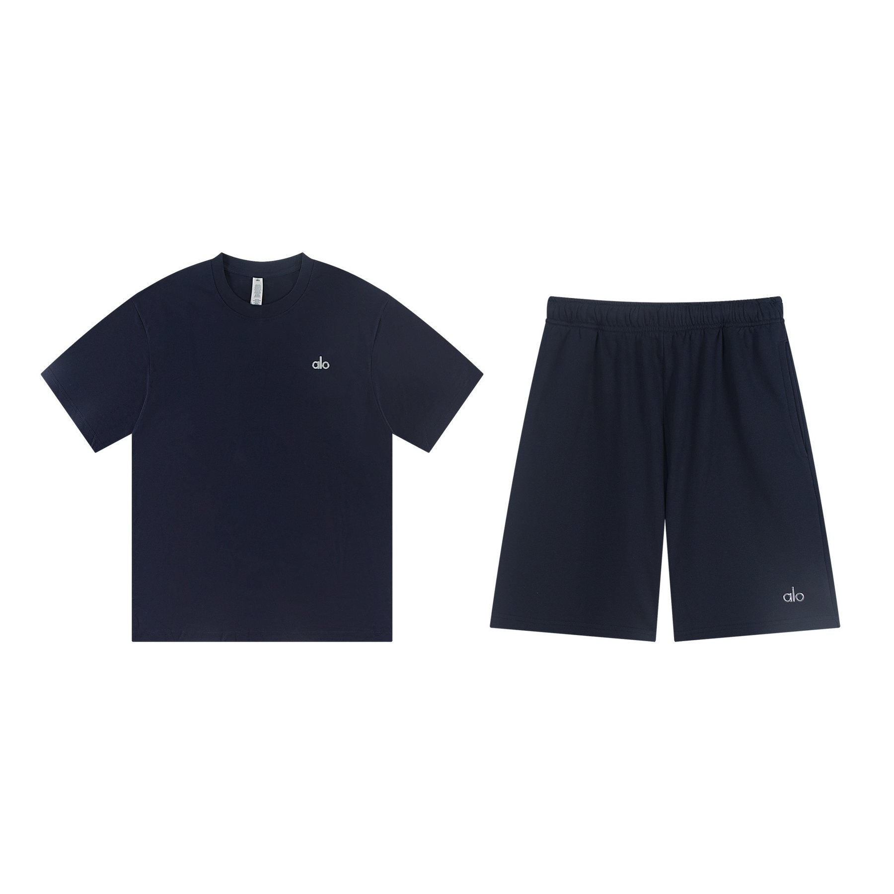 alo Solid Logo T-Shirt & Shorts Set — front