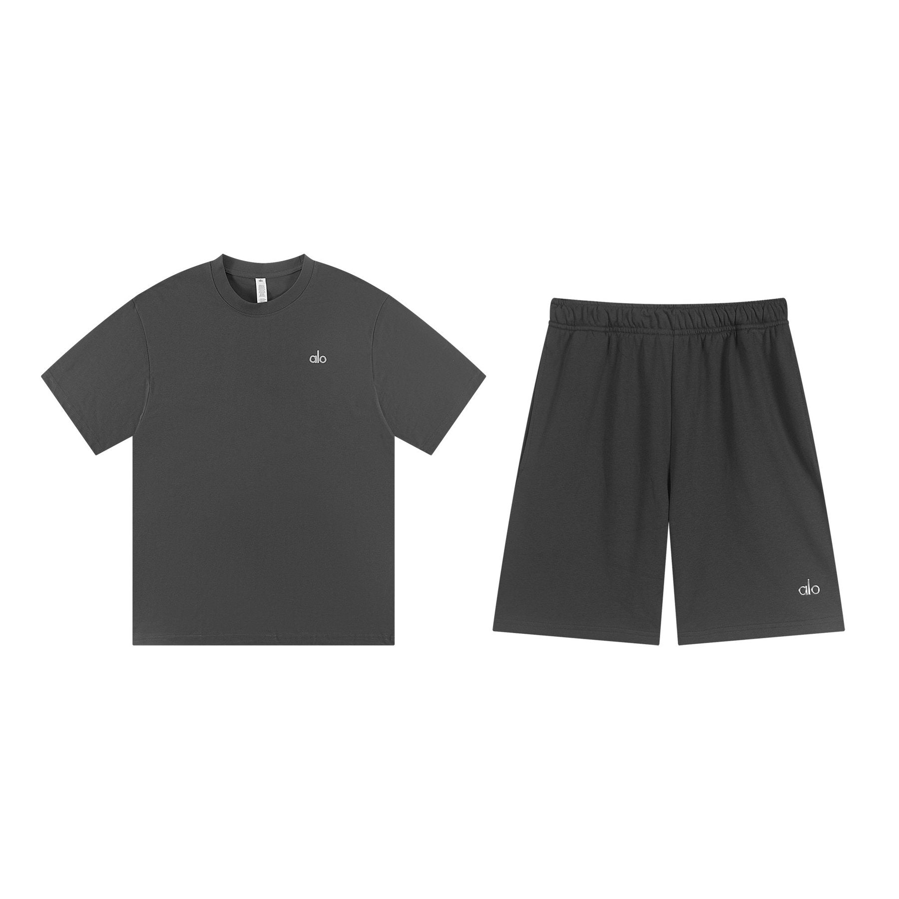 alo Solid Logo T-Shirt & Shorts Set — front