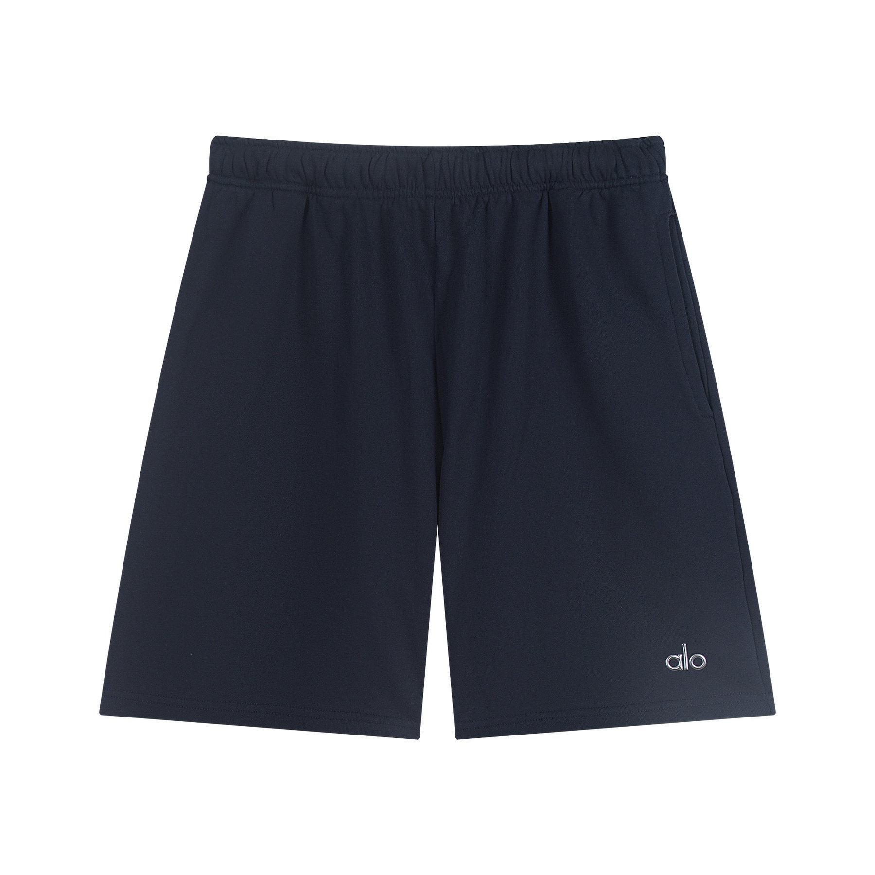 alo Elastic Waist Logo Detail Shorts — front