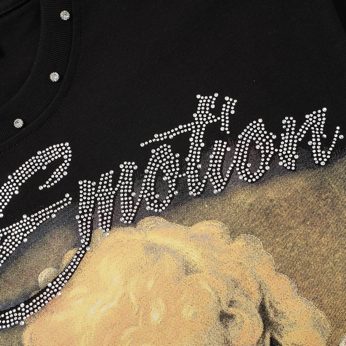 MIXED EMOTION Angel Graphic Studded-Trim T-Shirt — detail