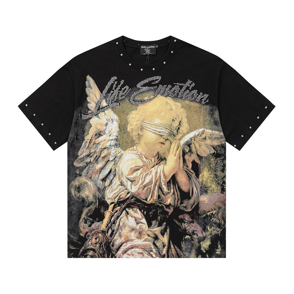MIXED EMOTION Angel Graphic Studded-Trim T-Shirt — hero