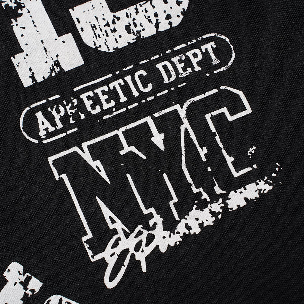 Godspeed Washed Black Distressed Graphic T-Shirt — fabric_closeup