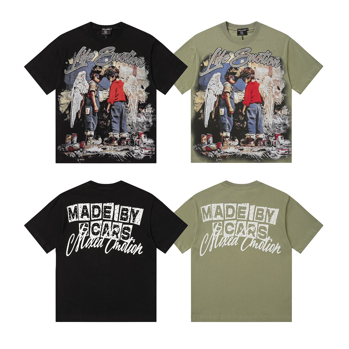 MIXED EMOTION Rhinestone Graphic T-Shirt — comparison