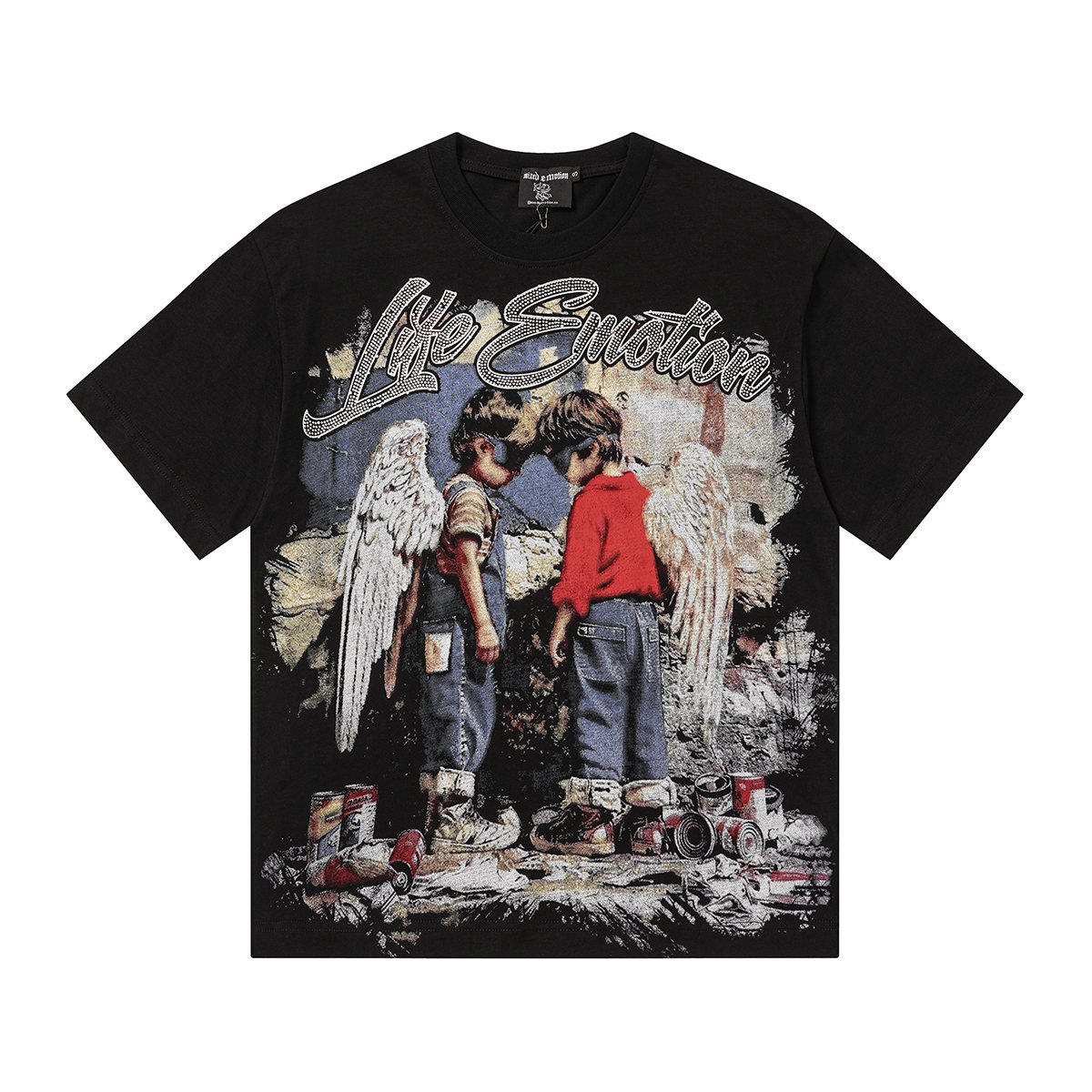 MIXED EMOTION Rhinestone Graphic T-Shirt — hero