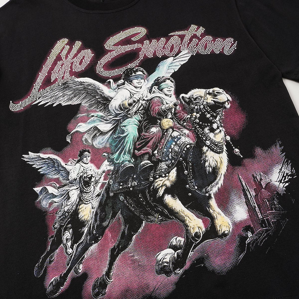 MIXED EMOTION Rhinestone Graphic Short-Sleeve T-Shirt — detail