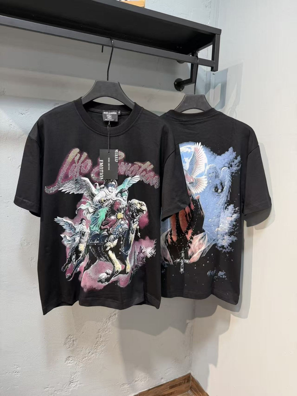 MIXED EMOTION Rhinestone Graphic Short-Sleeve T-Shirt — context