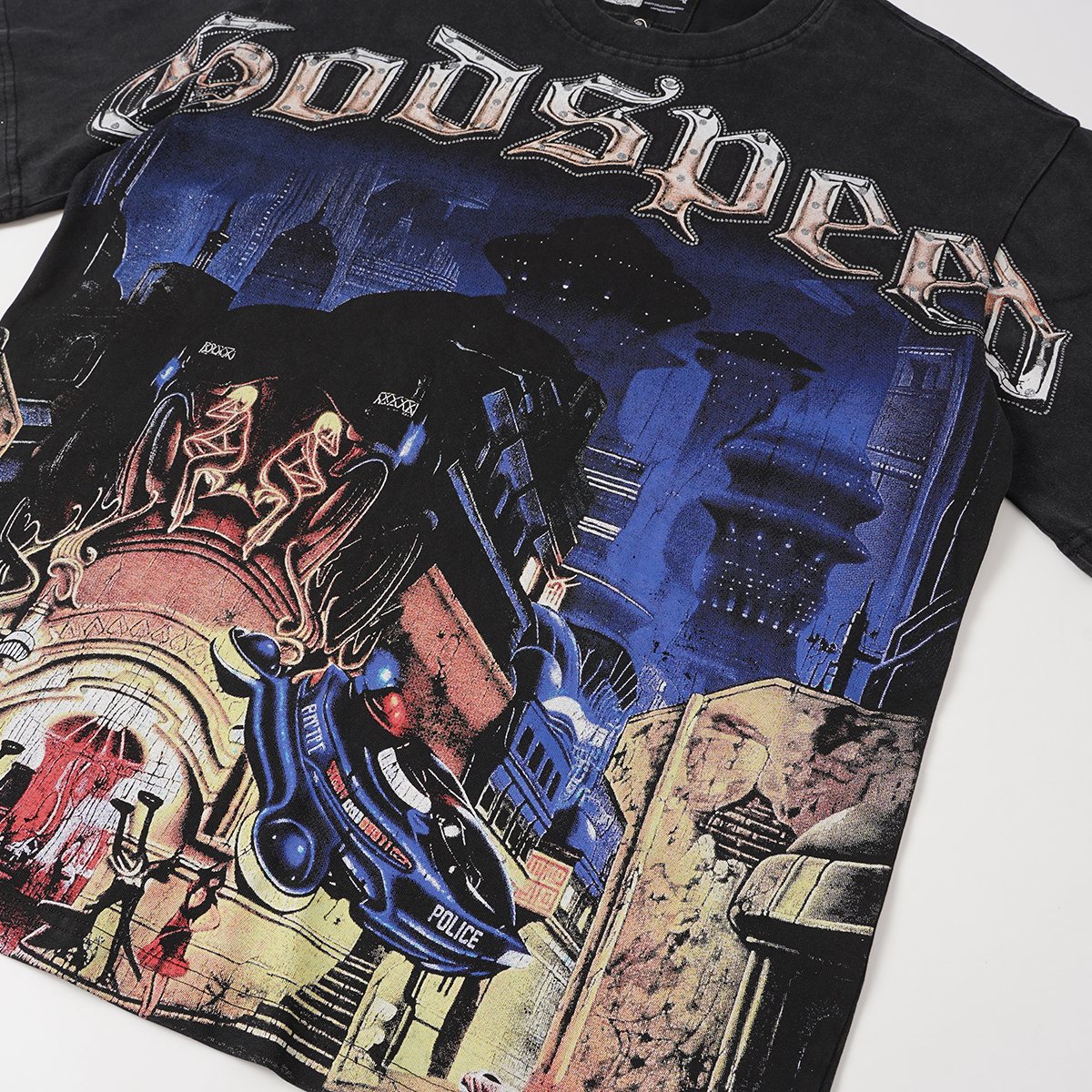 Godspeed Washed Black Rock Graphic T-Shirt — detail