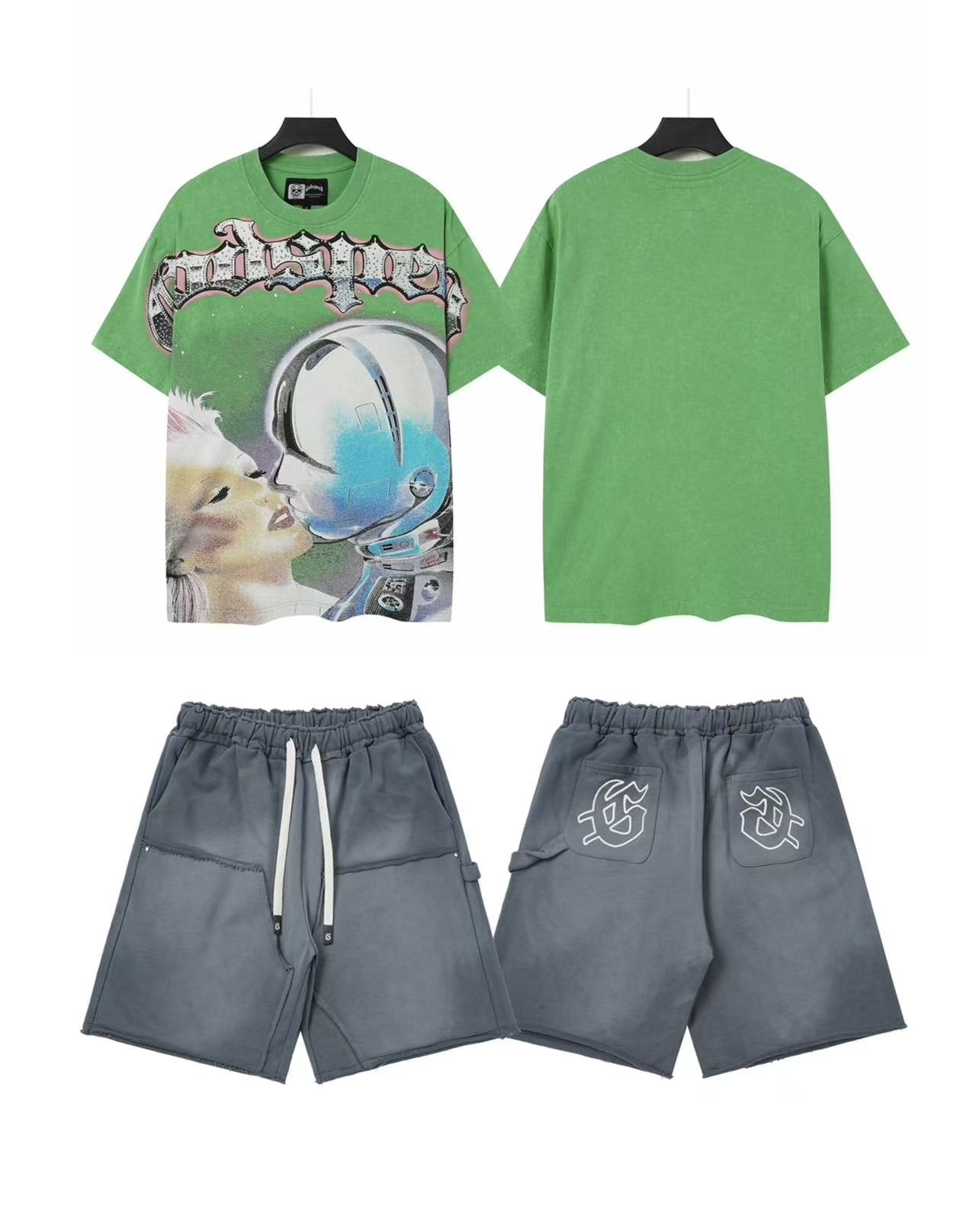 Godspeed Astronaut Graphic T-Shirt & Shorts Set — front