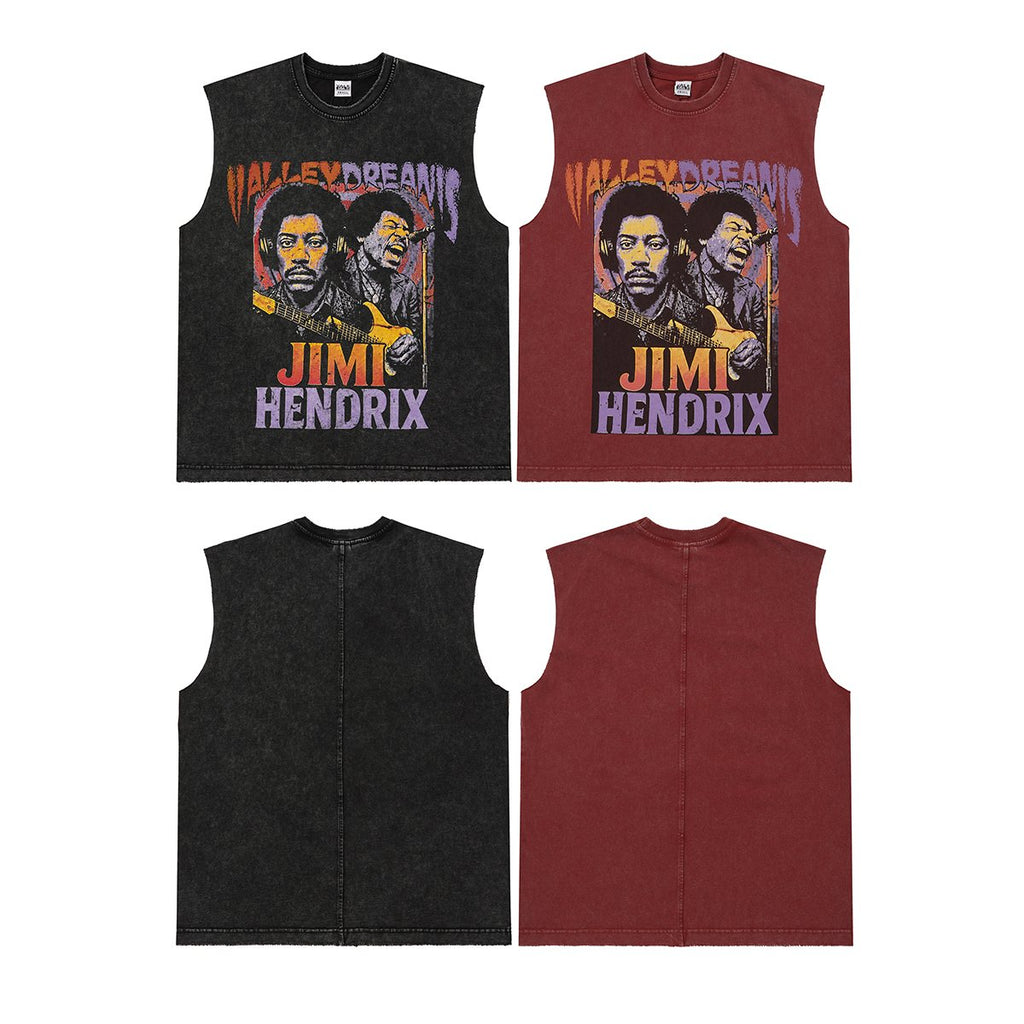 VALLEY Jimi Hendrix Washed Sleeveless T-Shirt — comparison