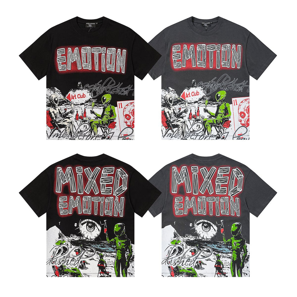 MIXED EMOTION Front and Back Graphic T-Shirt — comparison