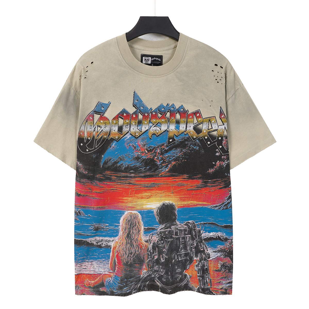 Godspeed Sunset Couple Distressed Graphic T-Shirt — front