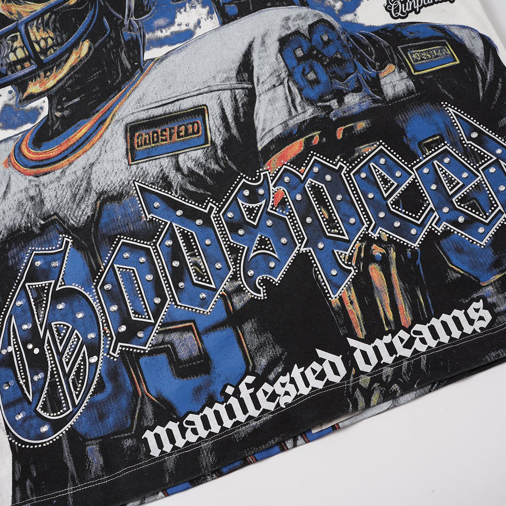 Godspeed Football Skull Graphic T-Shirt — detail