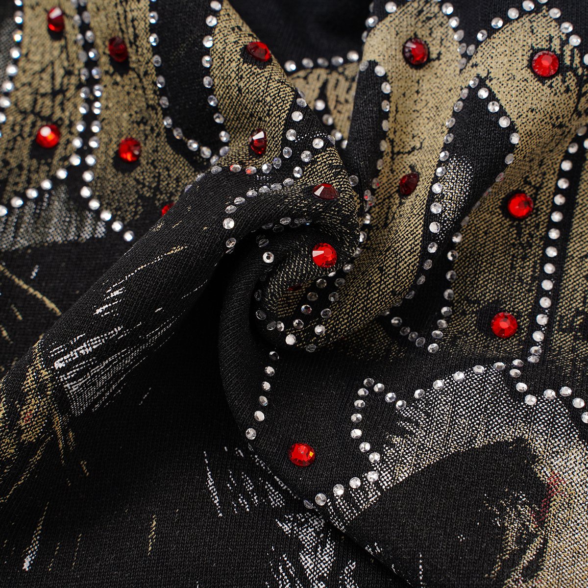 Godspeed Distressed Rhinestone Graphic T-Shirt — detail