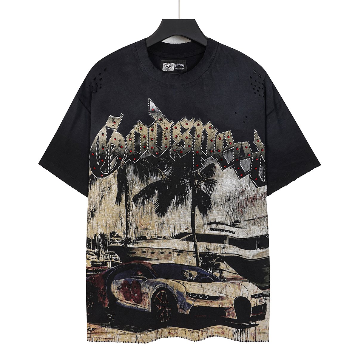 Godspeed Distressed Rhinestone Graphic T-Shirt — hero