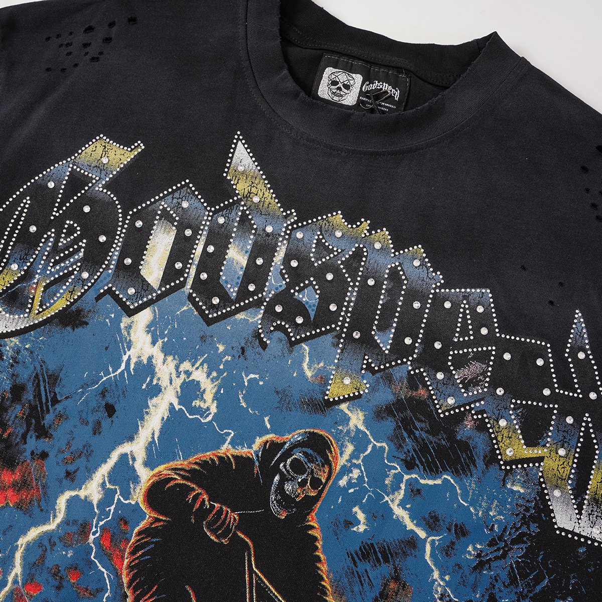 Godspeed Cyclist Graphic Distressed T-Shirt — detail