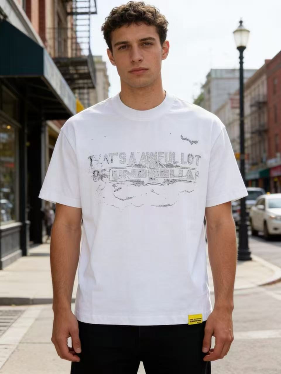 THAT'S A AWFUL LOT OF COUGH SYRUP Front & Back Graphic T-Shirt — model