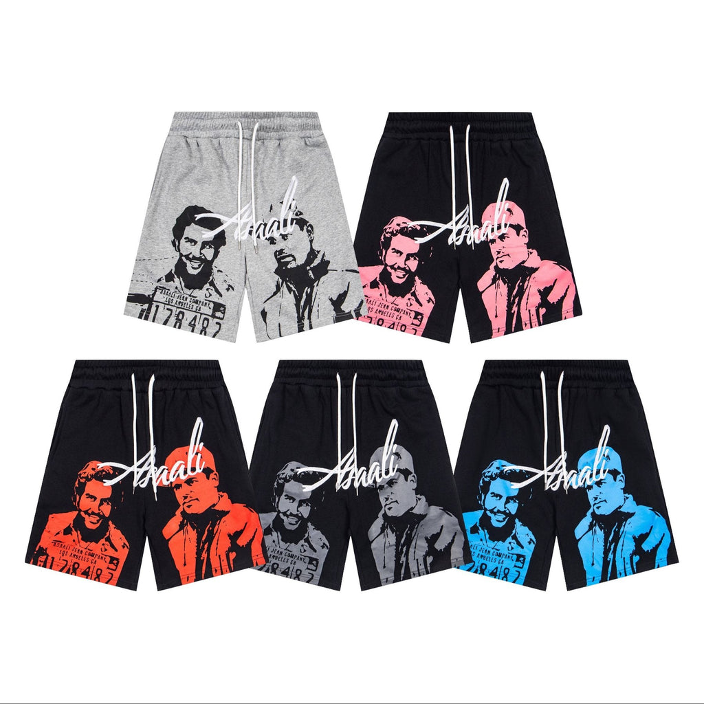 ASAALL Portrait Graphic Drawstring Shorts — comparison