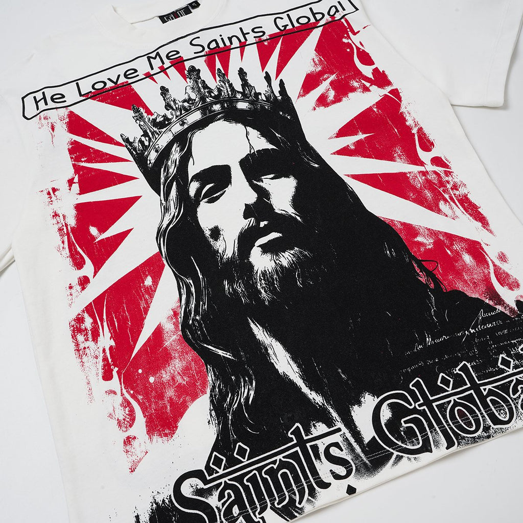 SAINT Jesus Crown Graphic T-Shirt — detail