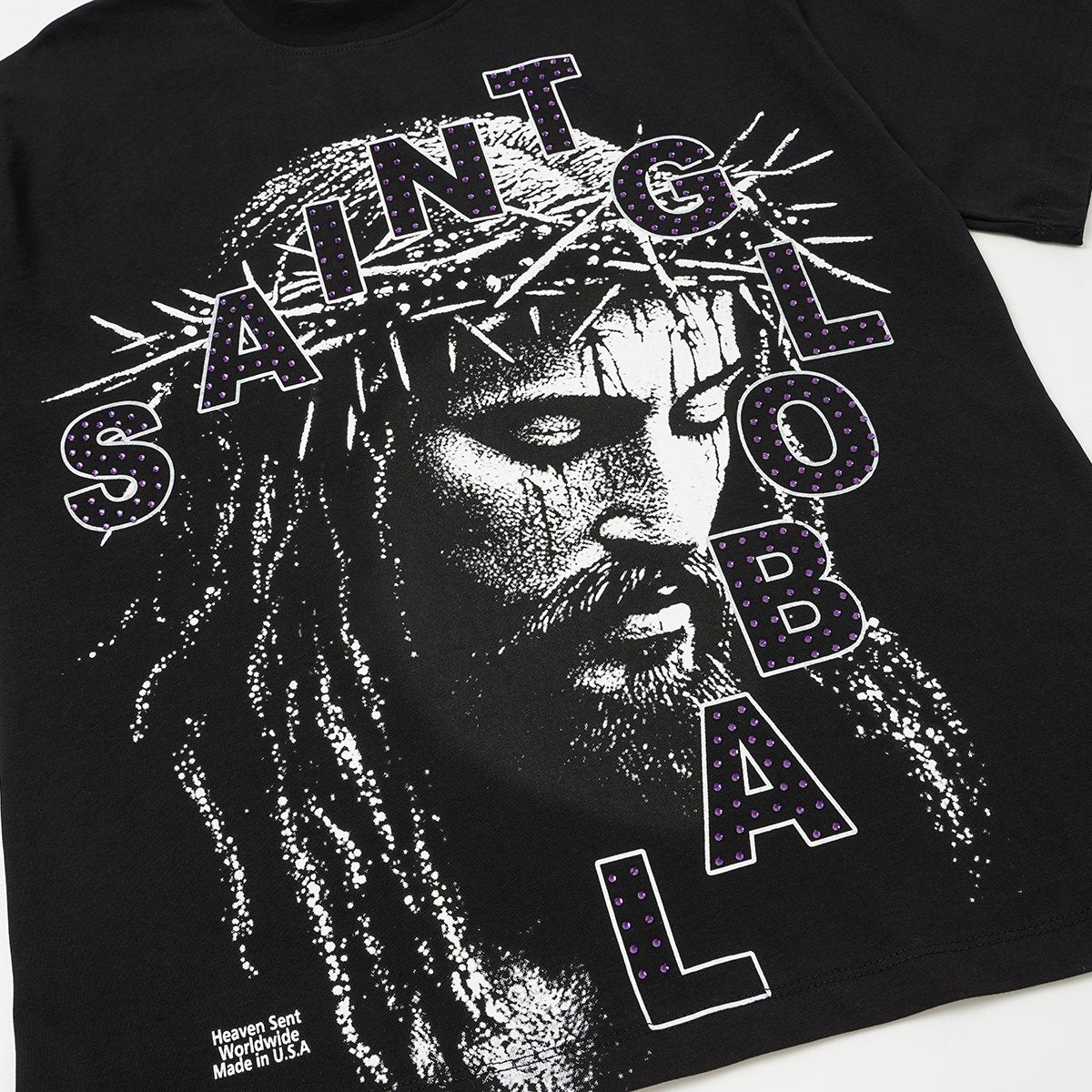 SAINT Rhinestone Graphic Short-Sleeve T-Shirt — detail