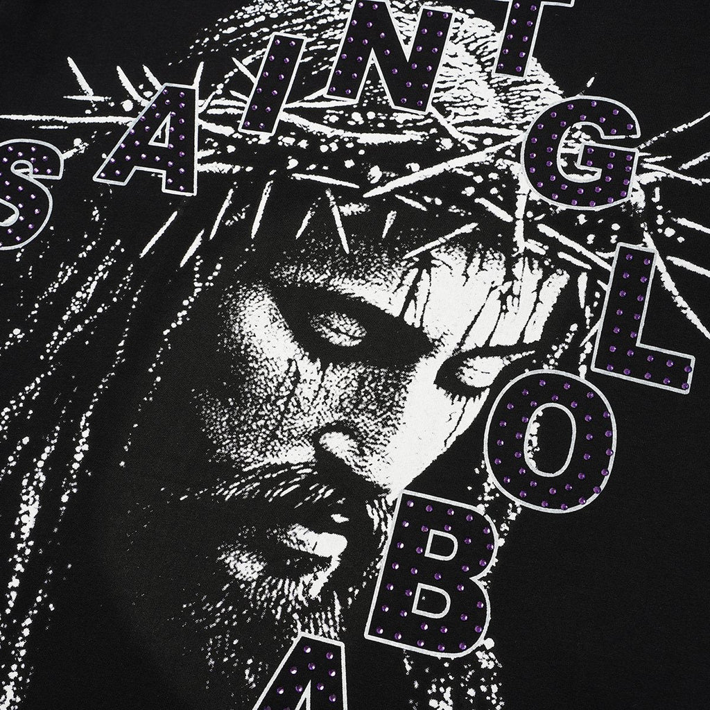 SAINT Rhinestone Graphic Short-Sleeve T-Shirt — detail
