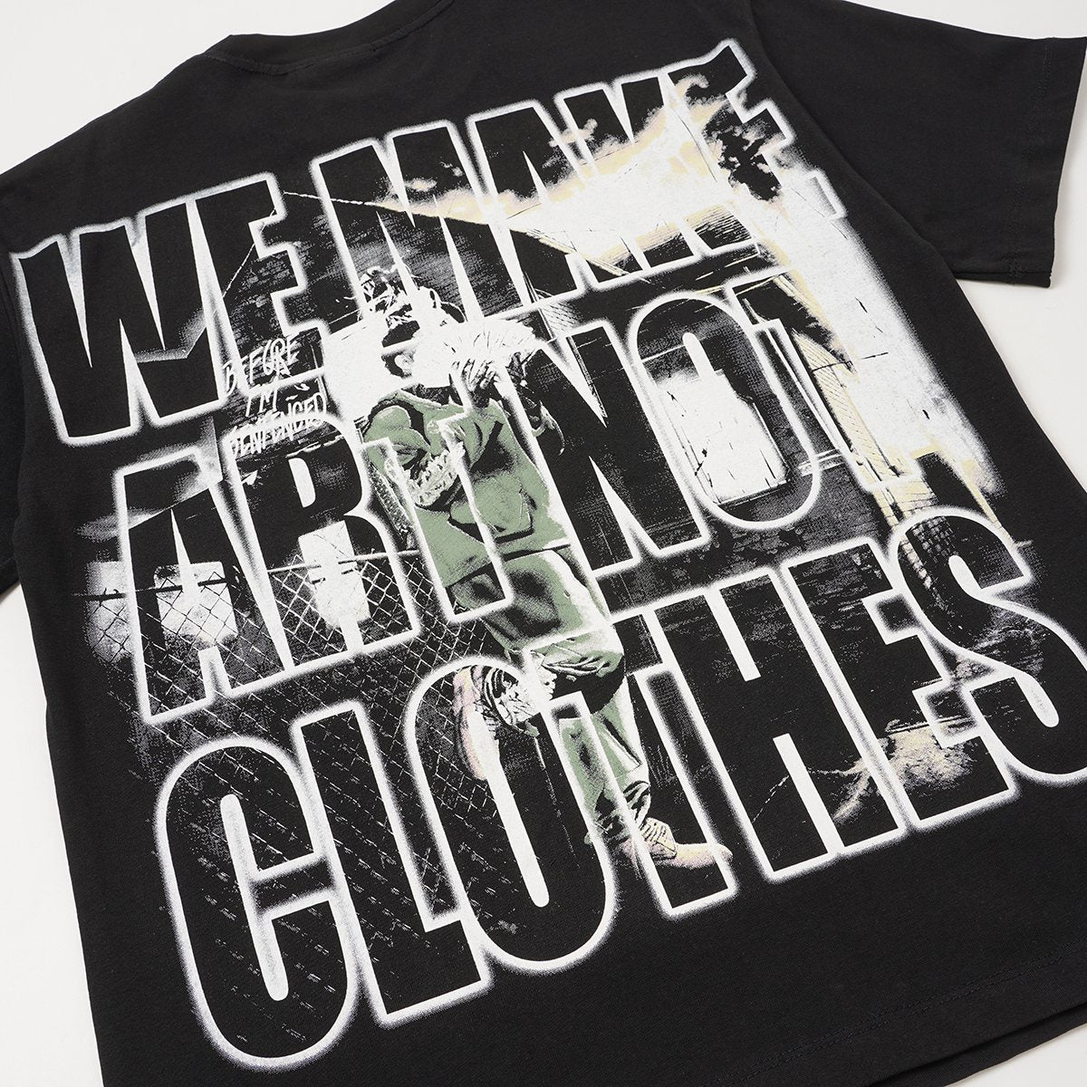 SAINT Black Rhinestone Graphic T-Shirt — detail