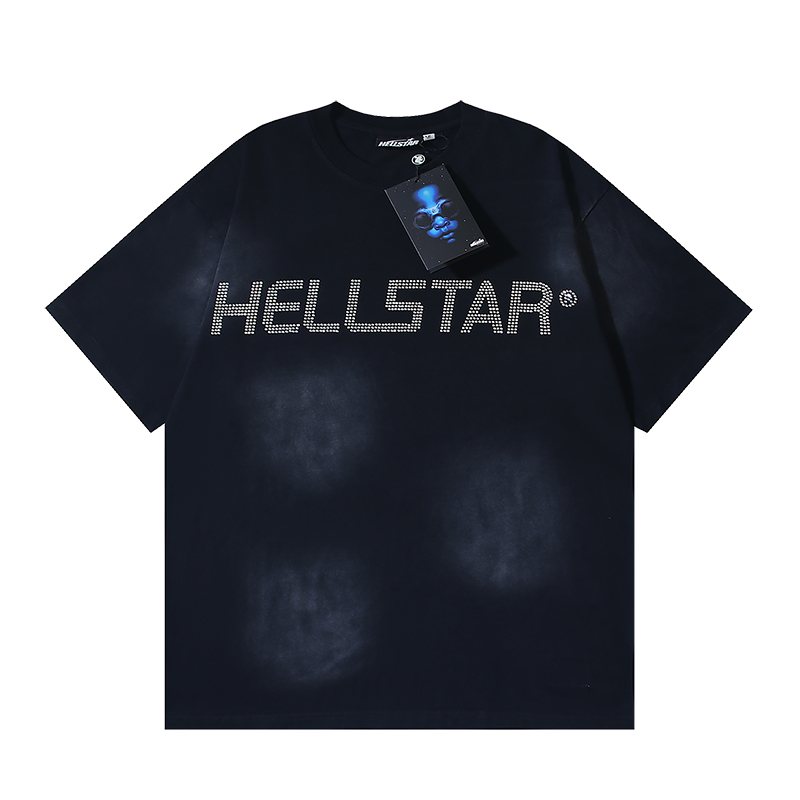 Hellstar Rhinestone Face Flame Graphic T-Shirt — front