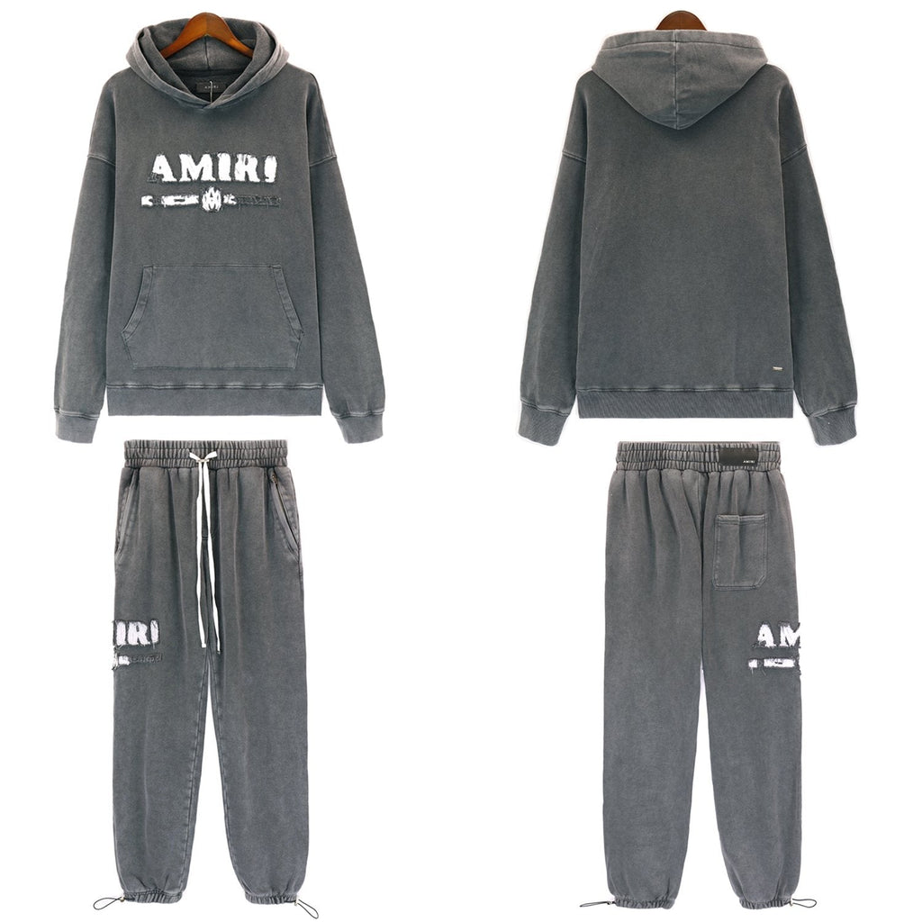 AMIRI Washed Dark Gray Graphic Hoodie — context