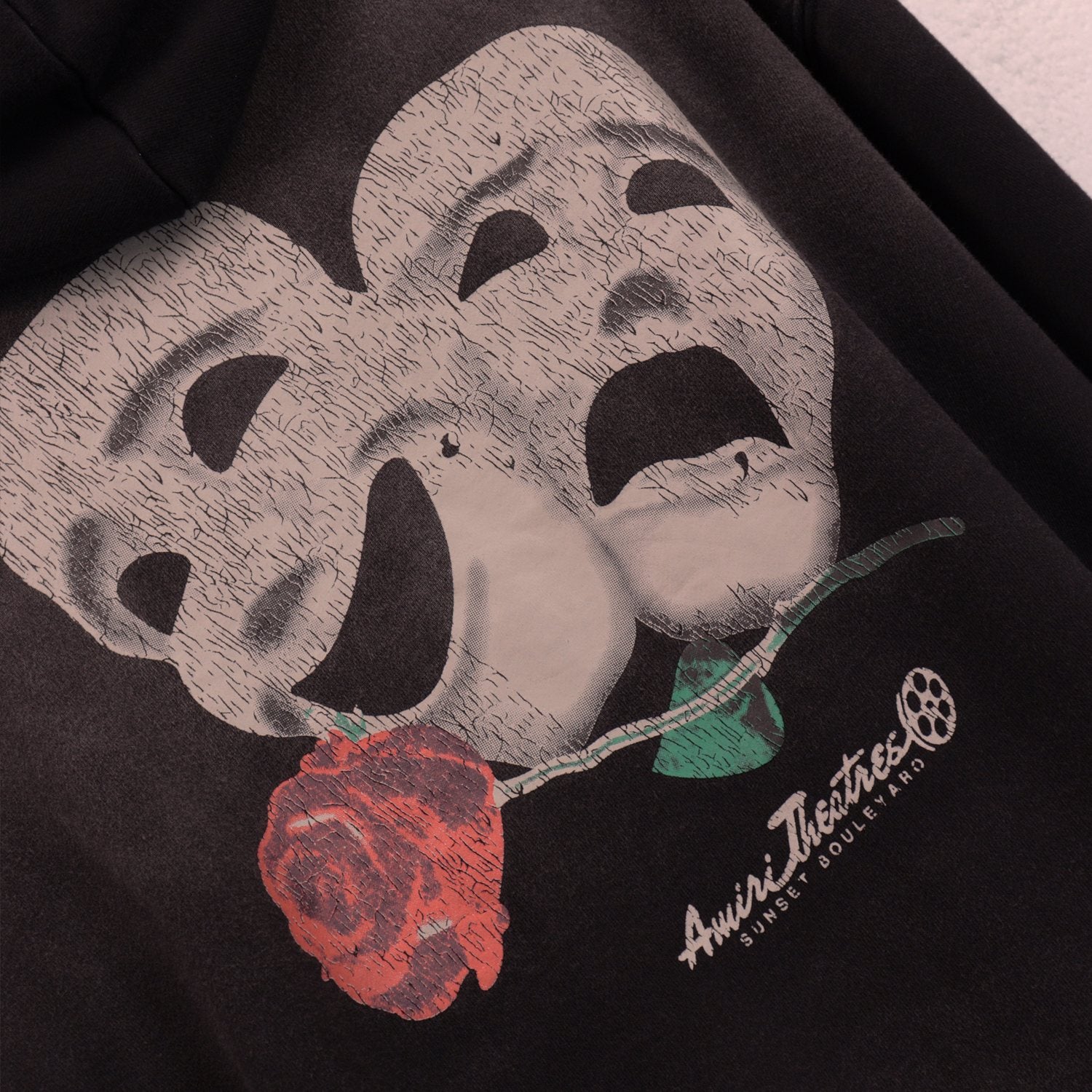 AMIRI Theatre Masks Rose Graphic Hoodie — detail