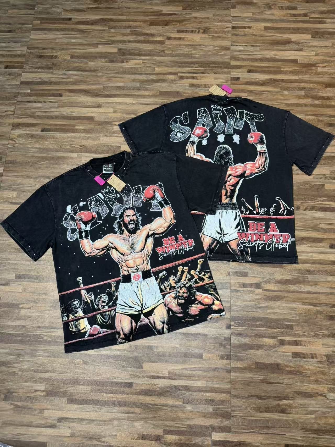 SAINT Boxing Graphic Washed T-Shirt — context