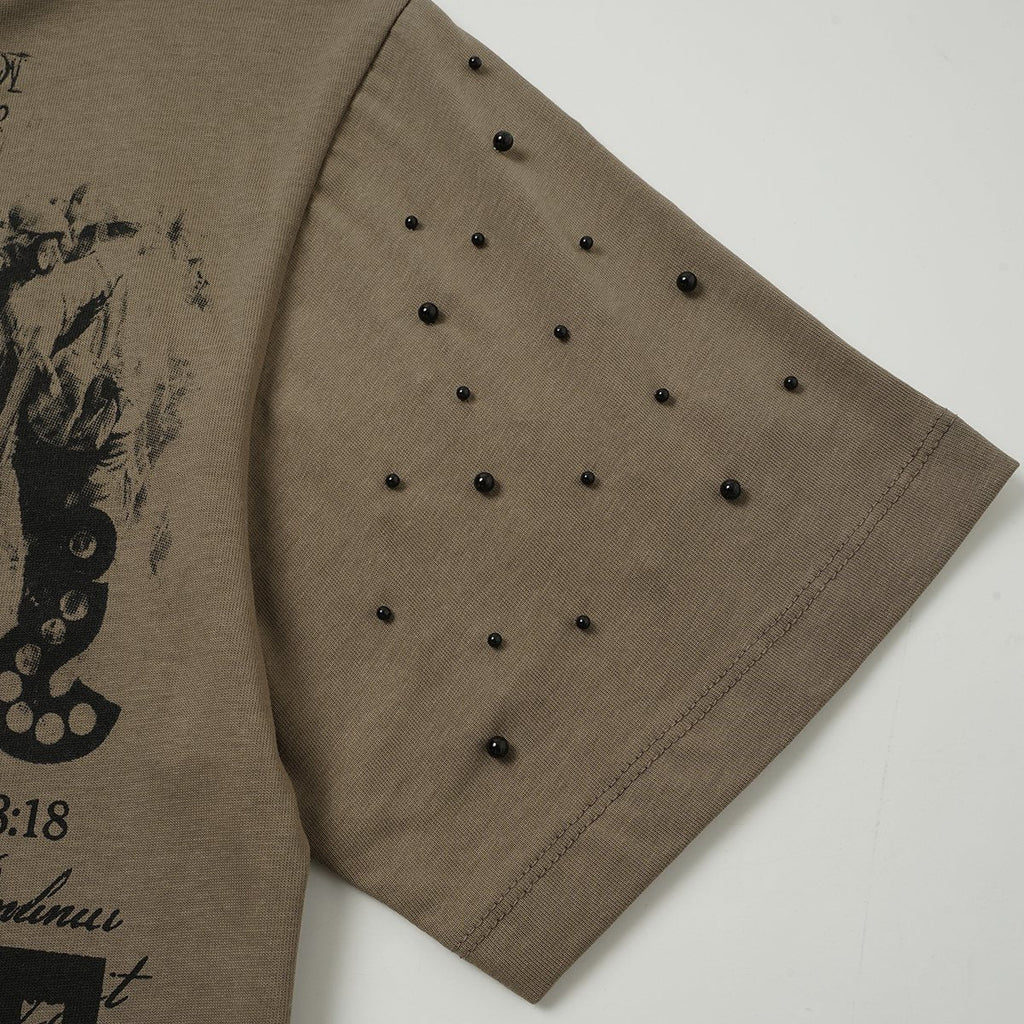 SAINT Taupe Front & Back Graphic T-Shirt — detail