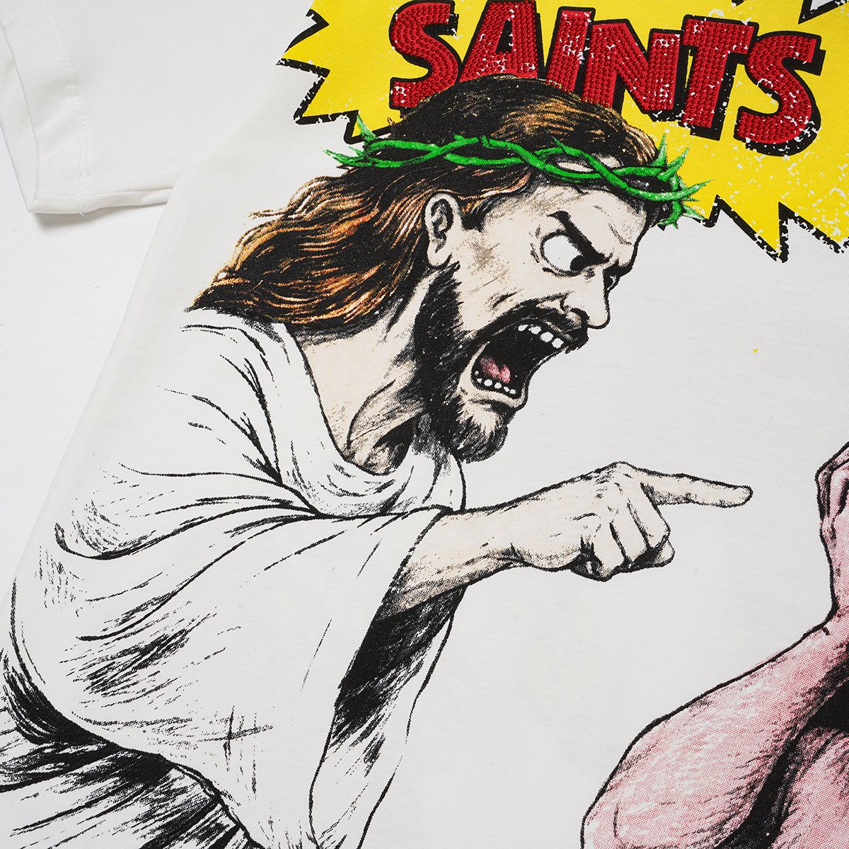 SAINT P53 Rhinestone Graphic T-Shirt — detail