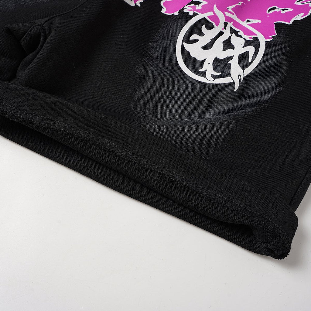 THAT'S A AWFUL LOT OF COUGH SYRUP Black Front Graphic Shorts — detail